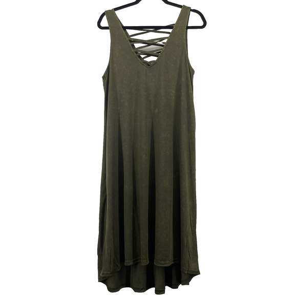 Hayden Size M High Low Tank Dress Olive Forest Fairy Grunge Boho Festival Flowy - Picture 1 of 5